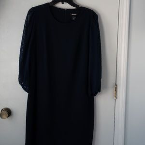 DKNY Sheer Sleeve Navy Blue Dress